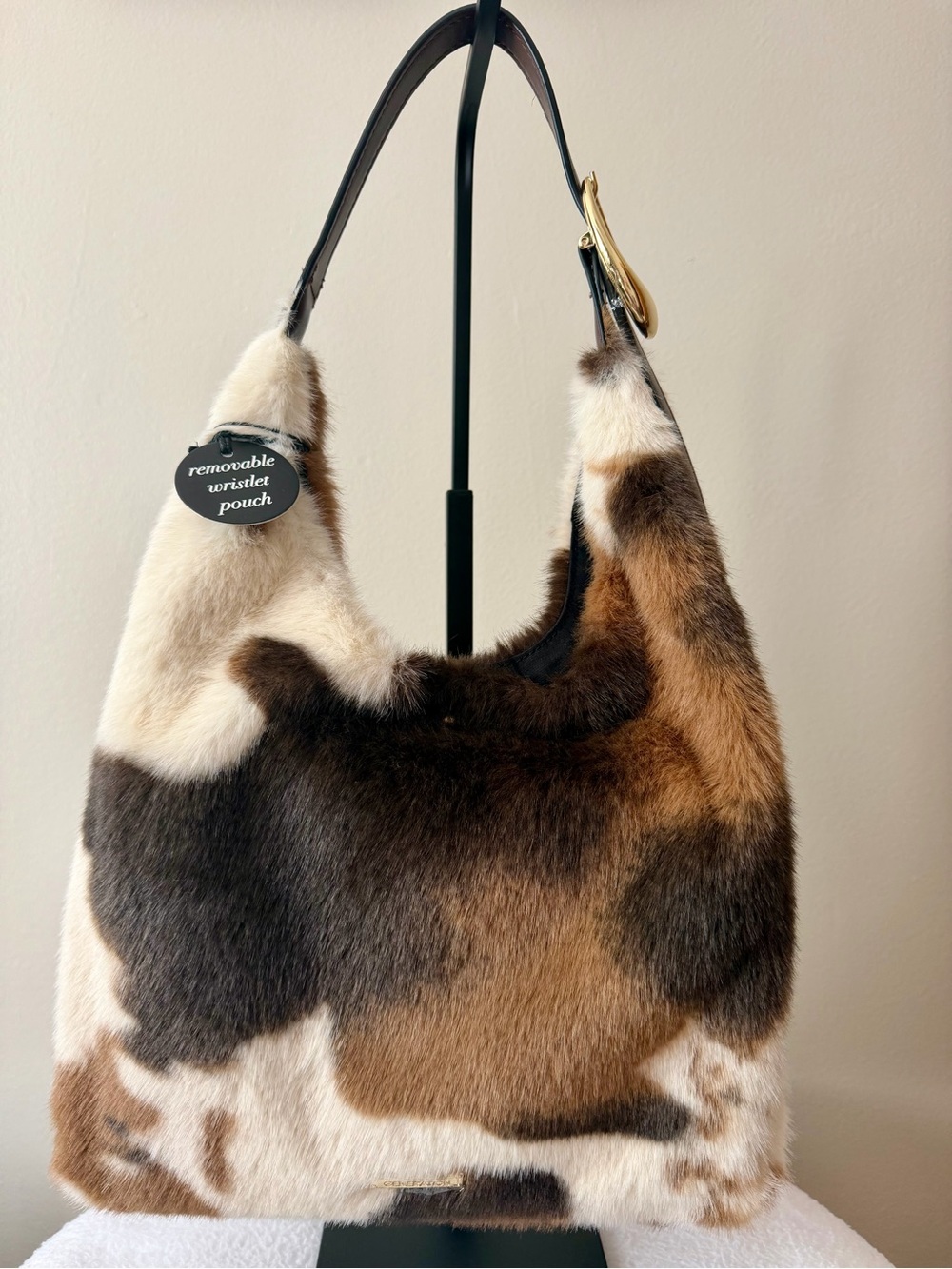 BCBG Generation Faux Fur Cow Print Hobo Bag!!